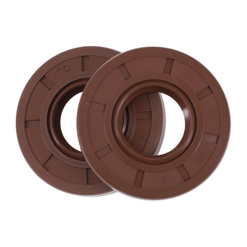HEROFFIX Universal Oil Seal TC Seal Ring Rotary Shaft Seal 22x48x7mm High Pressure FKM Rubber Brown 2 Pcs - Image 1